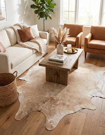 6' 3 x 7' 3 Cowhide Leather Square Rug