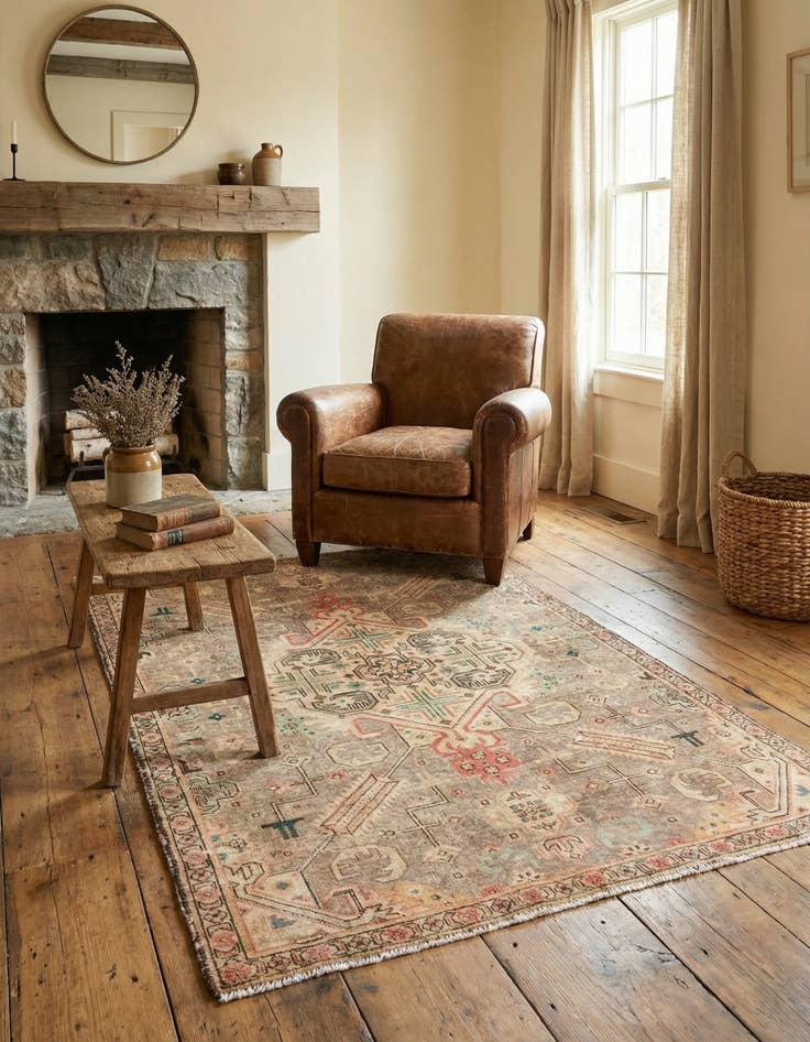 Detail image of 3' 6 x 5' 5 Hand Knotted Ultra Vintage Persian Wool Rug