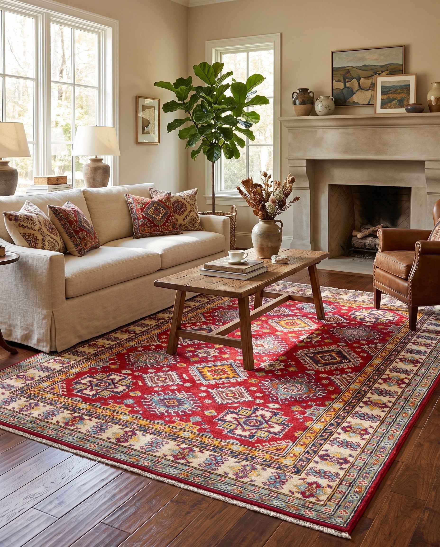 5' 1 x 6' 7 Hand Knotted Kazak Rug