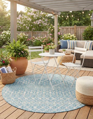5' 3 x 5' 3 Easy-Clean Lattice Indoor / Outdoor Round Rug