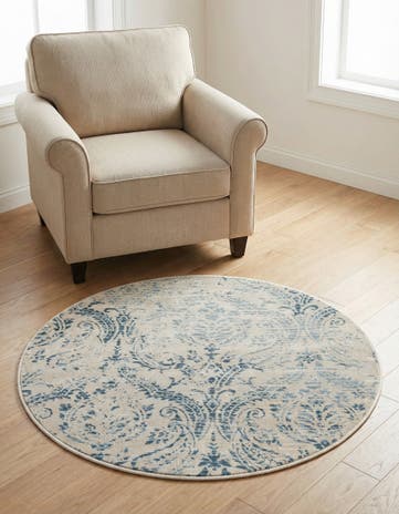 Blue Victoria Round Rug
