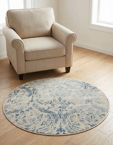 Blue Victoria Round Rug