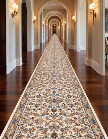 Ivory Kashan Design Runner Rug