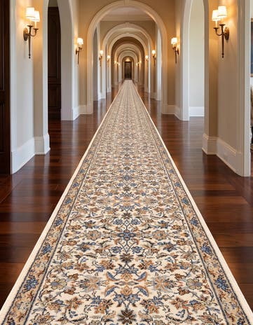 Ivory Kashan Design Runner Rug