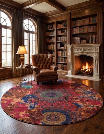 7' 6 x 7' 6 Hand Knotted Mamluk Ziegler Round Rug