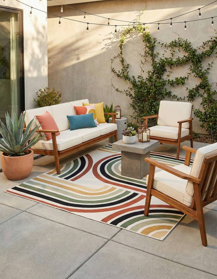 Detail image of 5' x 8'  Washable Modern Indoor / Outdoor Rug