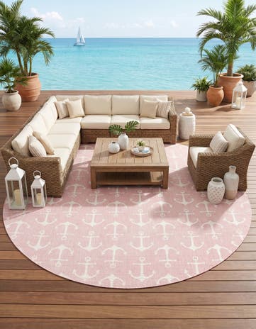 13' x 13' Easy-Clean Coastal Indoor / Outdoor Round Rug