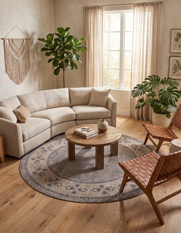 Gray Viola Round Rug