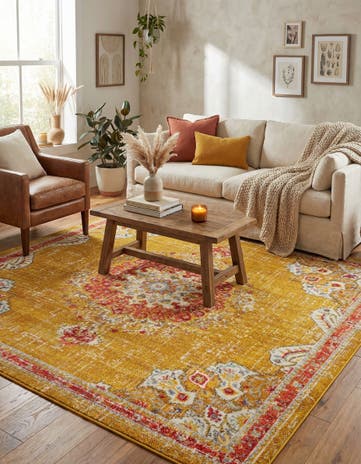 Gold Madeline Square Rug