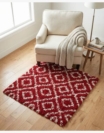 3' 3 x 3' 3 Lattice Shag Square Rug