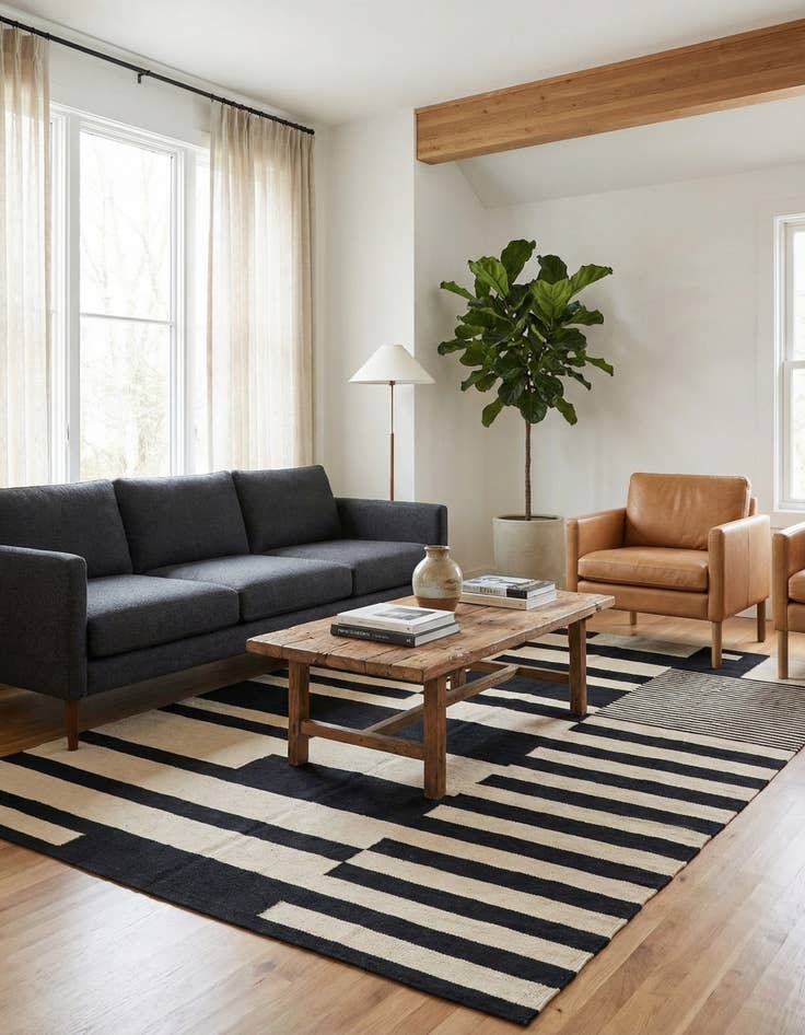 Detail image of 5' 1 x 6' 10 Hand Woven Kilim Modern Wool Rug