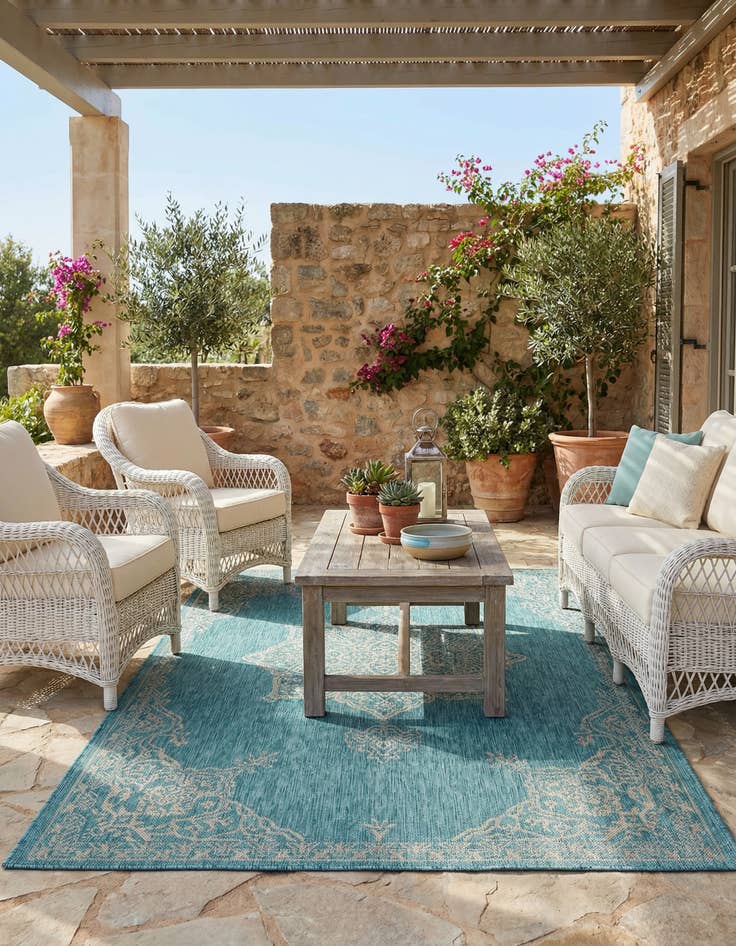 Detail image of 5' 3 x 8' Washable Traditional Indoor / Outdoor Rug