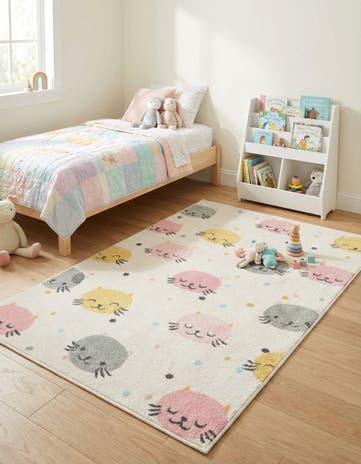 Ivory Cats Whimsy Kids Rug