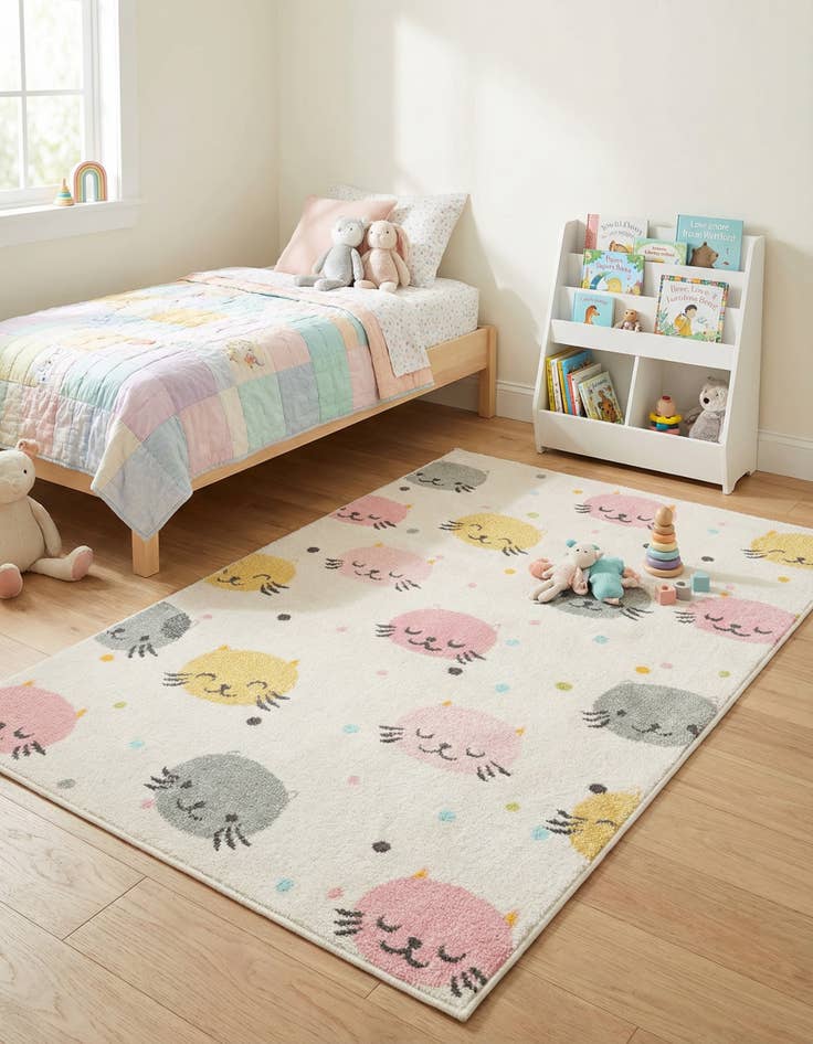 Detail image of 4' x 6' Cats Whimsy Kids Rug