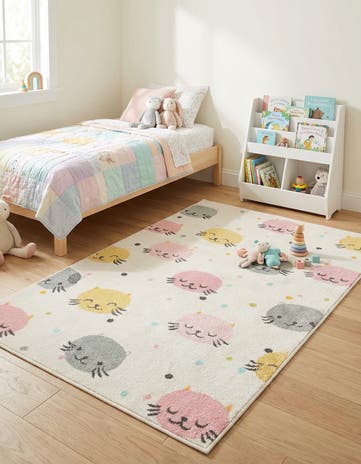 Ivory Cats Whimsy Kids Rug