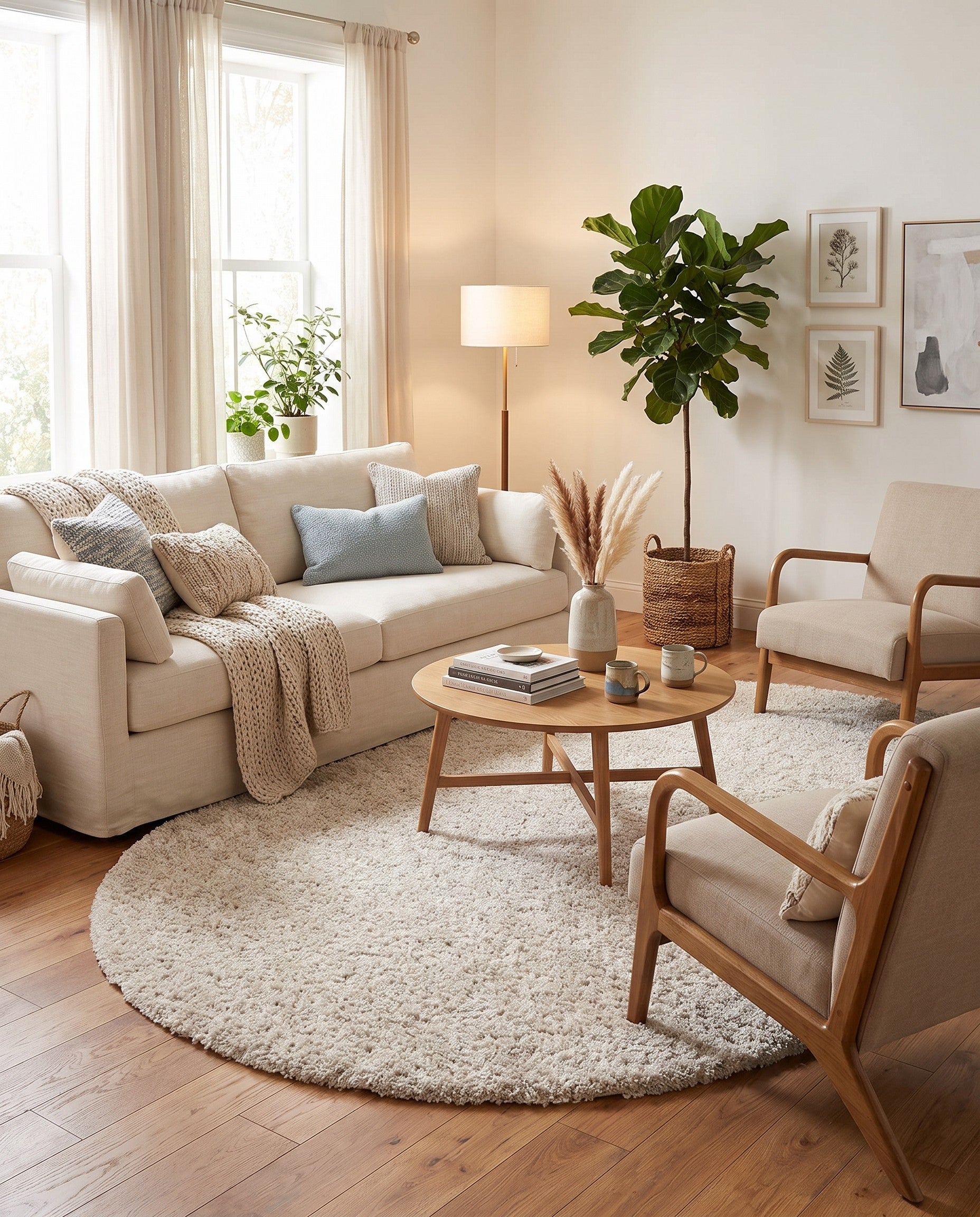 Ivory Lagom Shag Oval Rug