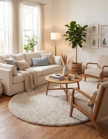 Ivory Lagom Shag Oval Rug