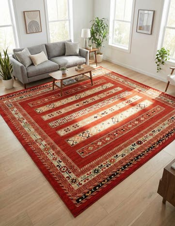 Rust Red Kashkuli Gabbeh Square Rug