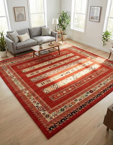 Rust Red Kashkuli Gabbeh Square Rug