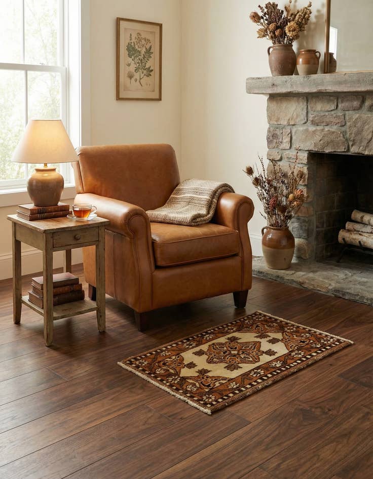 Detail image of 1' 6 x 2' 4 Hand Knotted Ferdos Persian Wool Rug