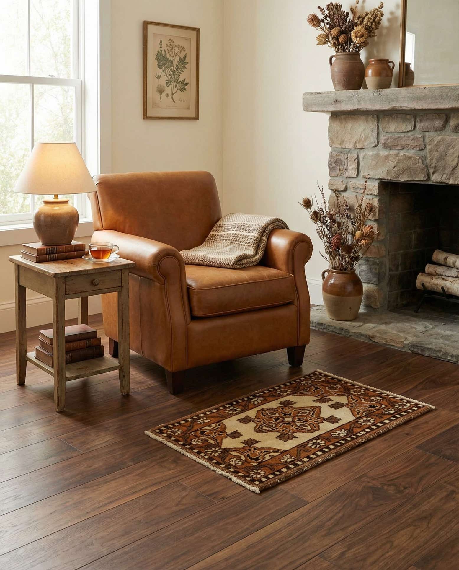 1' 6 x 2' 4 Hand Knotted Ferdos Persian Wool Rug