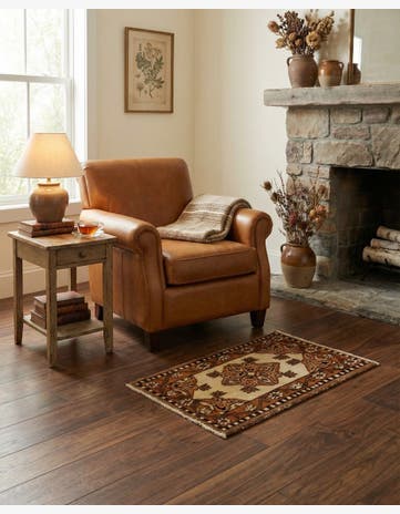 1' 6 x 2' 4 Hand Knotted Ferdos Persian Wool Rug