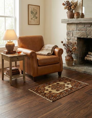 1' 6 x 2' 4 Hand Knotted Ferdos Persian Wool Rug