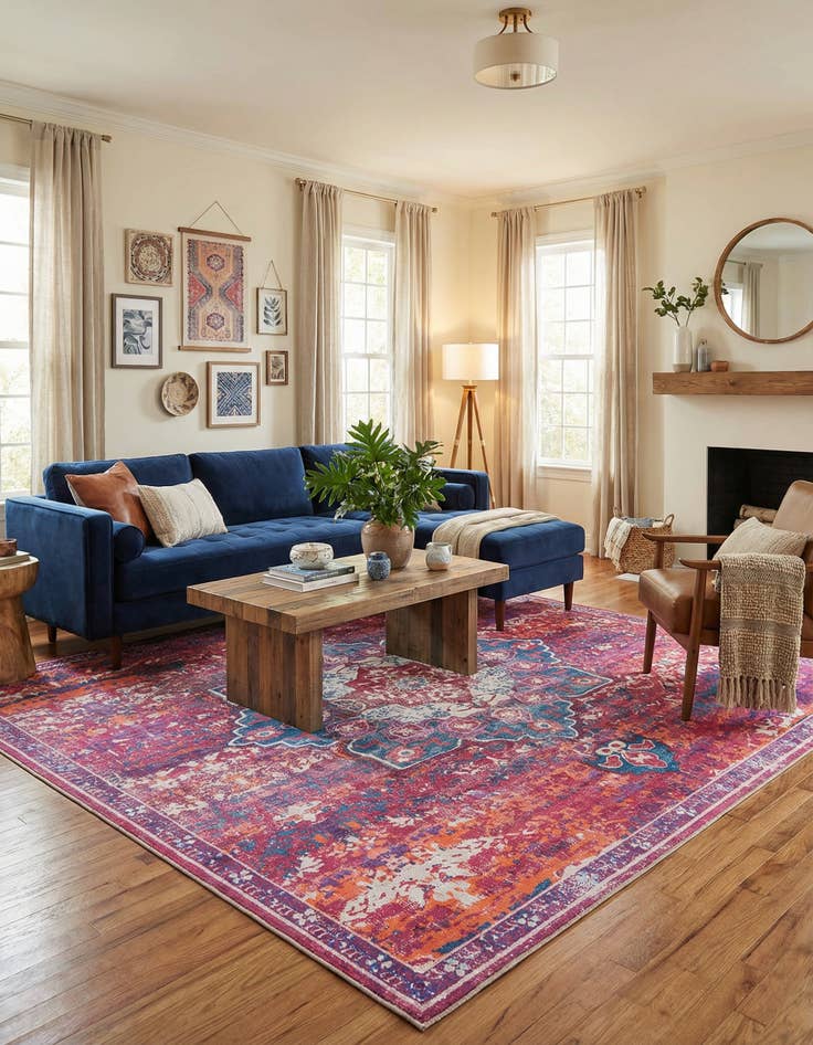 Detail image of 10' 6 x 10' 6 Washable Francesca Square Rug