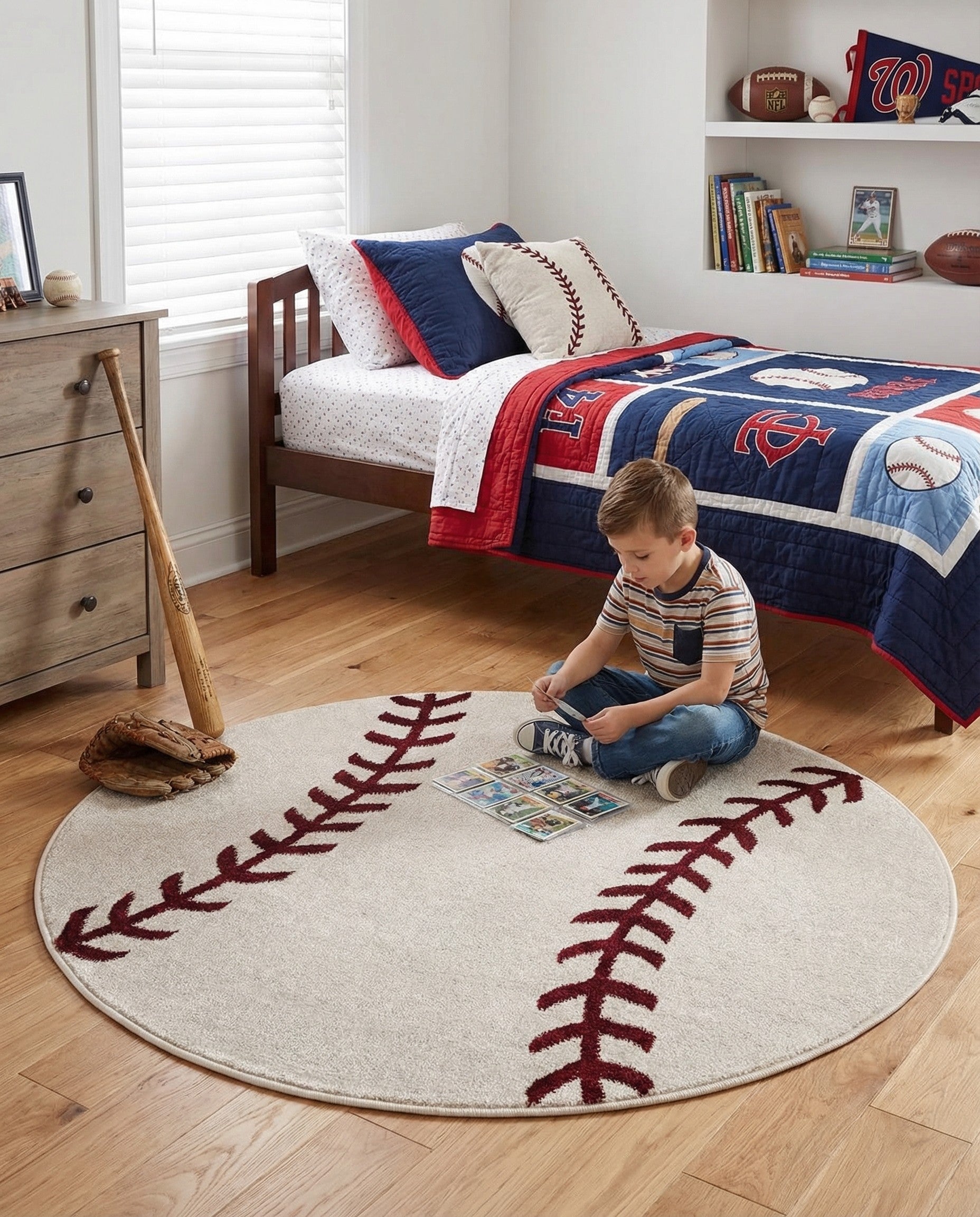 3' 3 x 3' 3 Sports Washable Round Rug