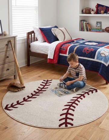 3' 3 x 3' 3 Sports Washable Round Rug