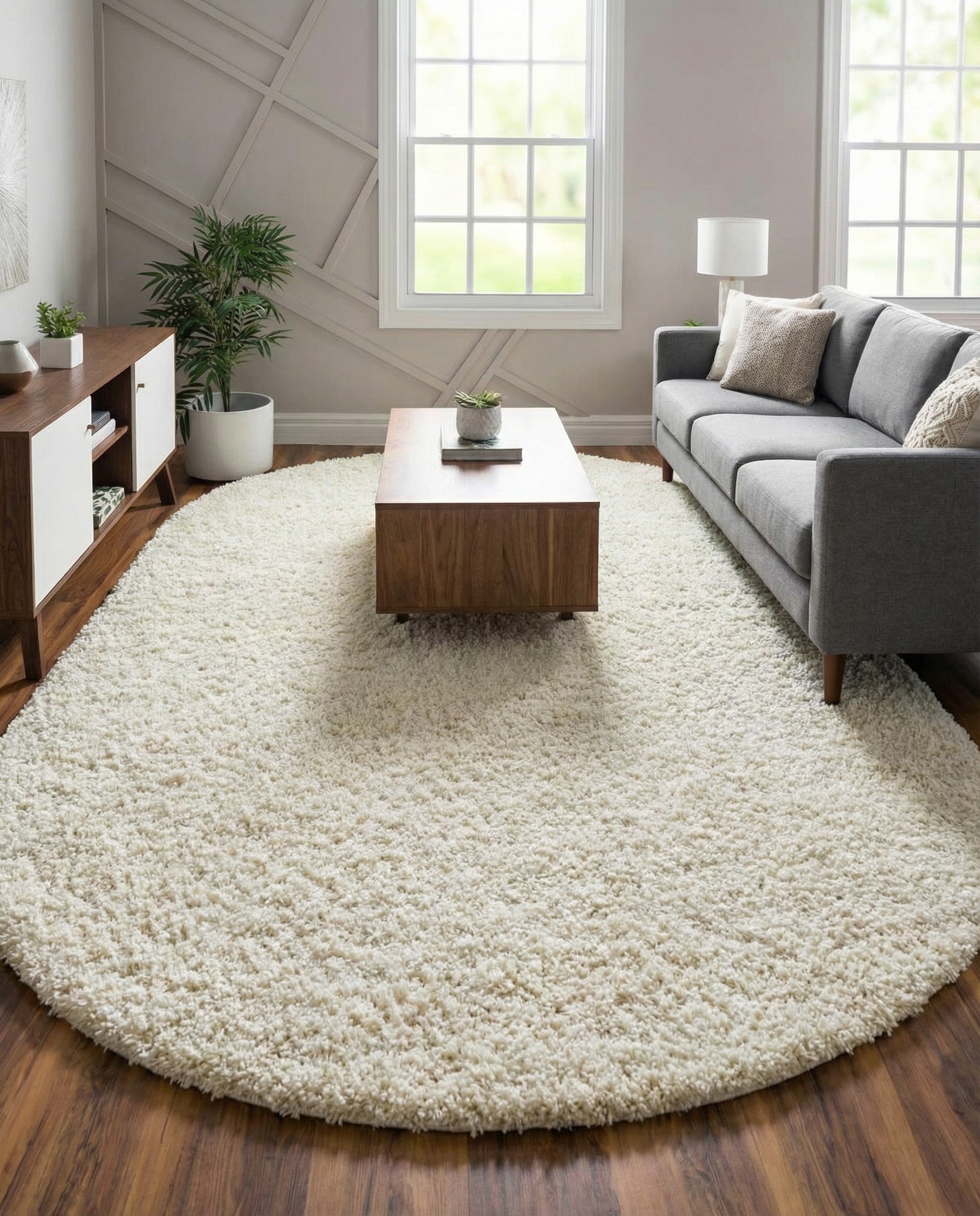 7' 10 x 10' Solid Shag Oval Rug