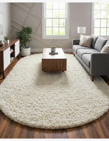 7' 10 x 10' Solid Shag Oval Rug