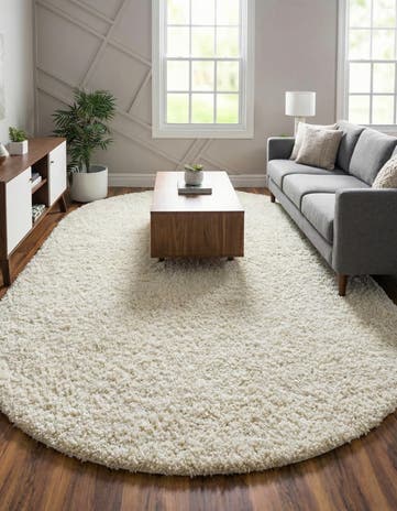 7' 10 x 10' Solid Shag Oval Rug