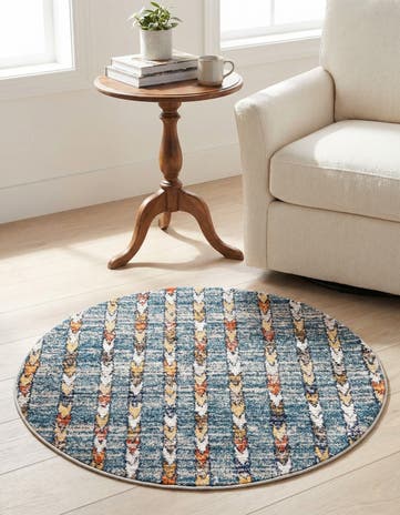 Blue Aramis Round Rug