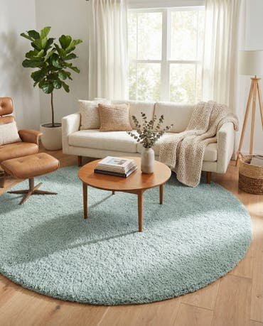  8' x 8' Soft Solid Shag Round Rug