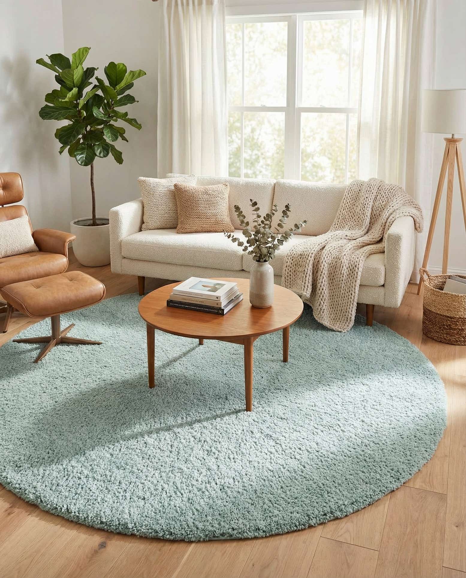 8' x 8' Soft Solid Shag Round Rug