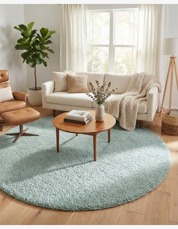 Sage Green Soft Solid Shag Round Rug