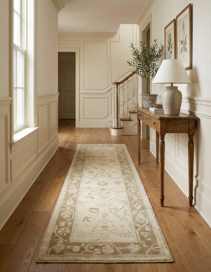 Detail image of 2' 9 x 9' 11 Hand Knotted Oushak Wool Runner Rug