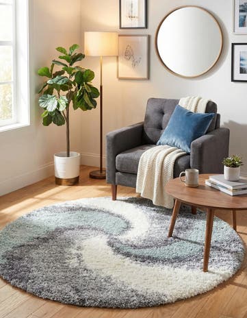 Sage Green Soft Touch Shag Round Rug