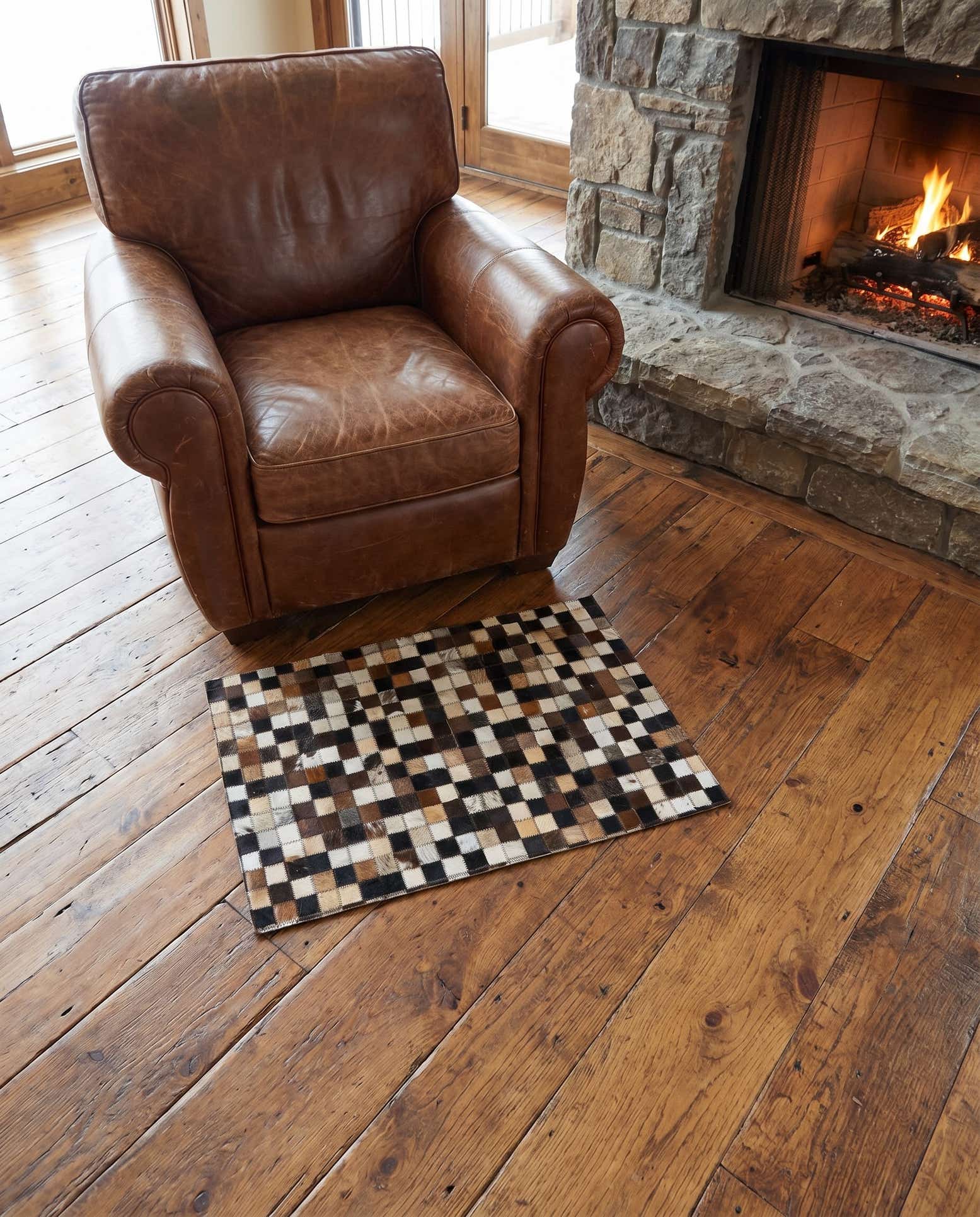 2' x 3' Cowhide Leather Rug