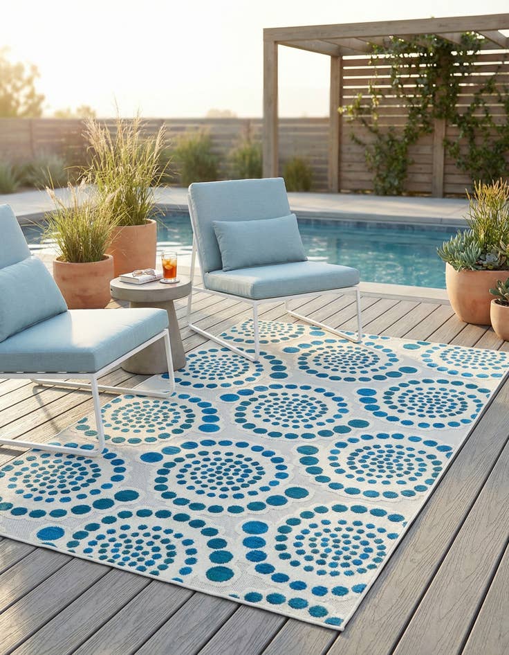 Detail image of 5' x 8'  Washable Modern Indoor / Outdoor Rug