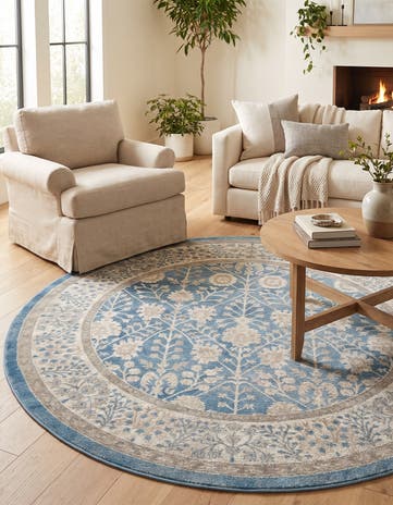 Light Blue Viola Round Rug