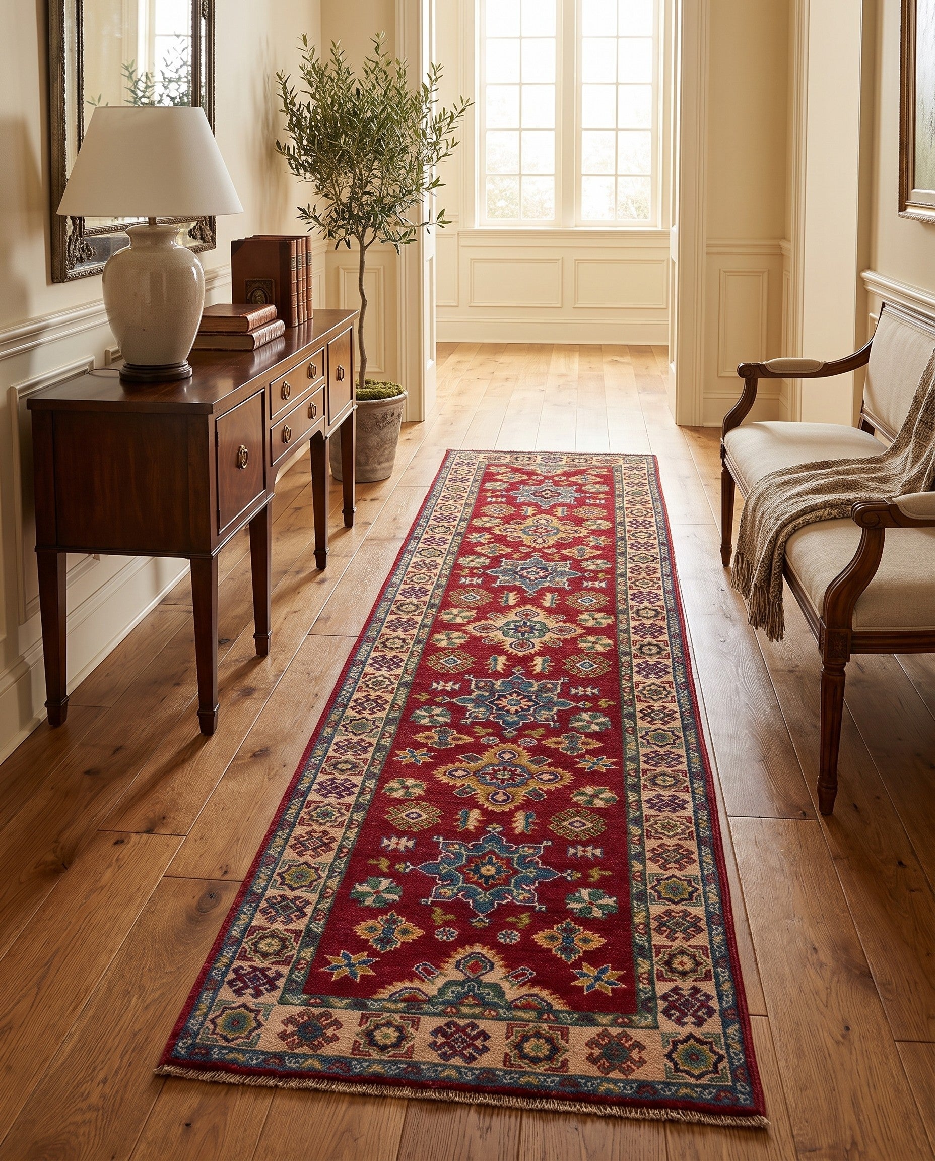 2' 7 x 9' 9 Hand Knotted Kazak Runner Rug