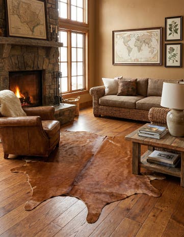 6' 5 x 7' 2 Cowhide Leather Square Rug