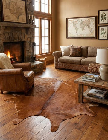6' 5 x 7' 2 Cowhide Leather Square Rug
