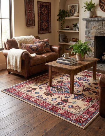 3' 7 x 5' Hand Knotted Kazak Rug