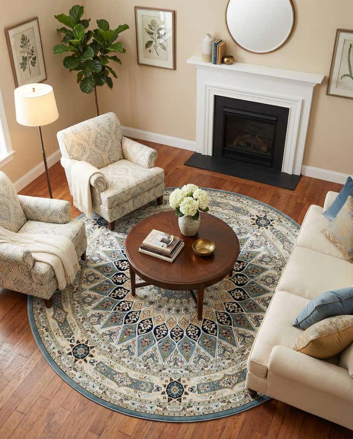 7' 10 x 7' 10 Nain Design Round Rug