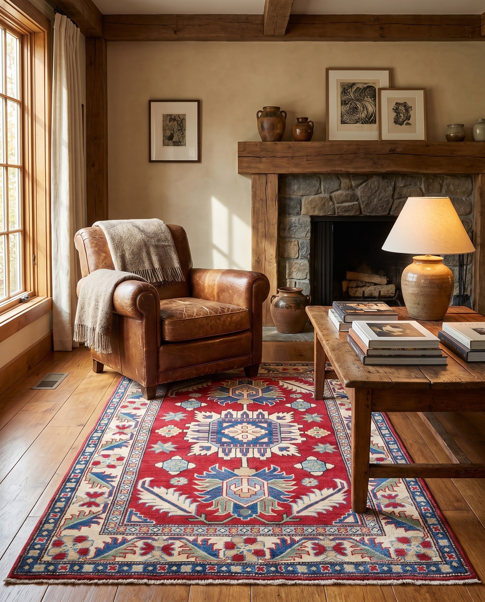 3' 5 x 5' 3 Hand Knotted Kazak Rug