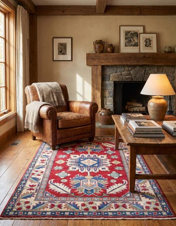 3' 5 x 5' 3 Hand Knotted Kazak Rug