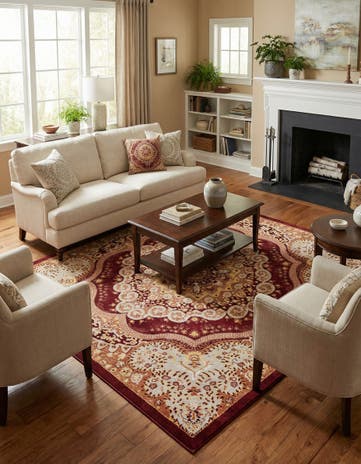 Burgundy Red Kamala Washable Square Rug